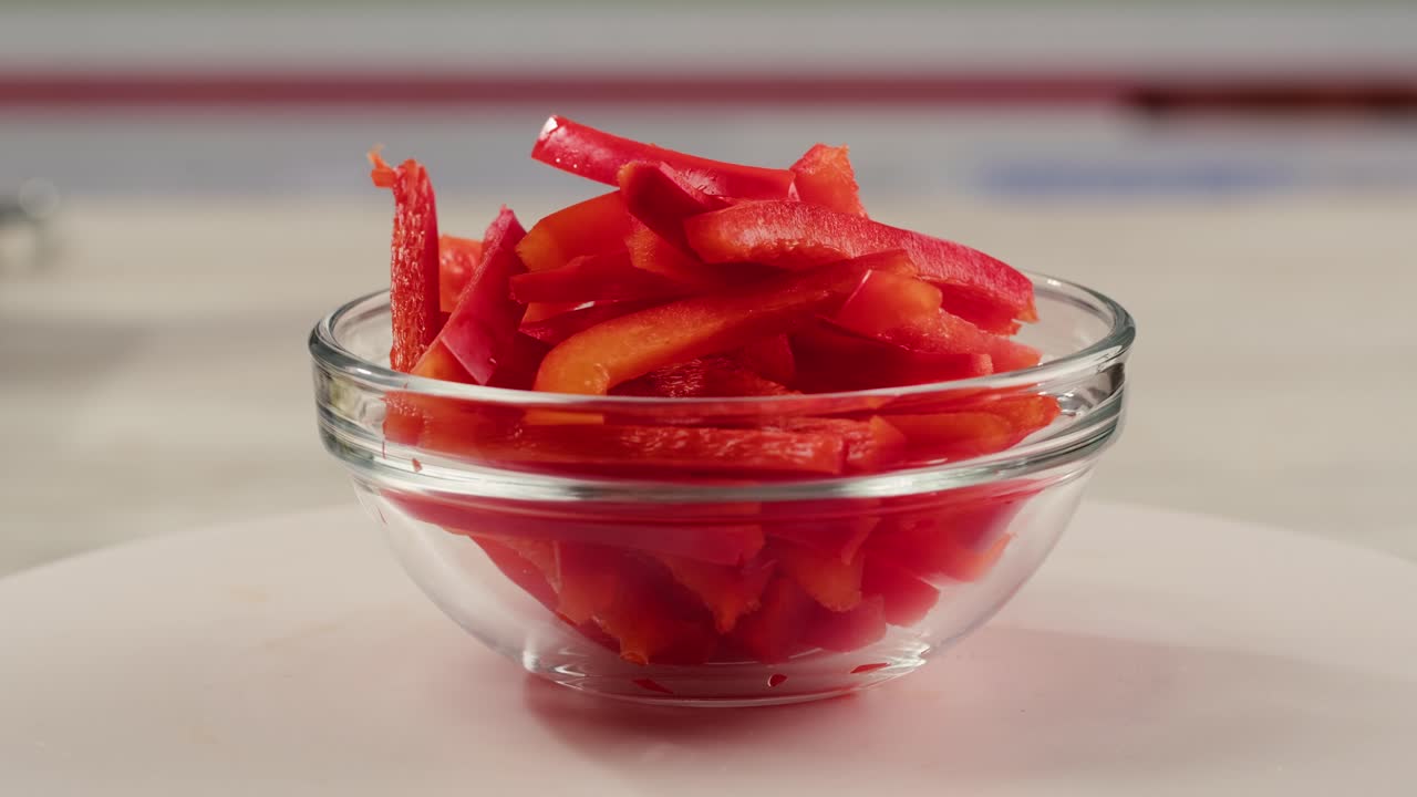 Chopped Red Bell Pepper in a Bowl
