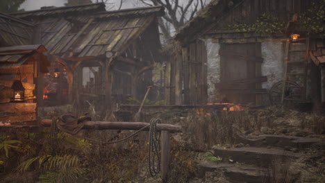 An-old-village-with-wooden-dilapidated-houses