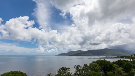 cloud development in time lapse moving over the ocean towards cairns