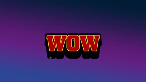 animation of wow text with thunder and message box against gradient background