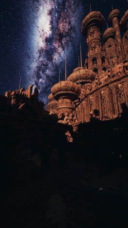 antiguo castillo bajo el cielo estrellado de la noche