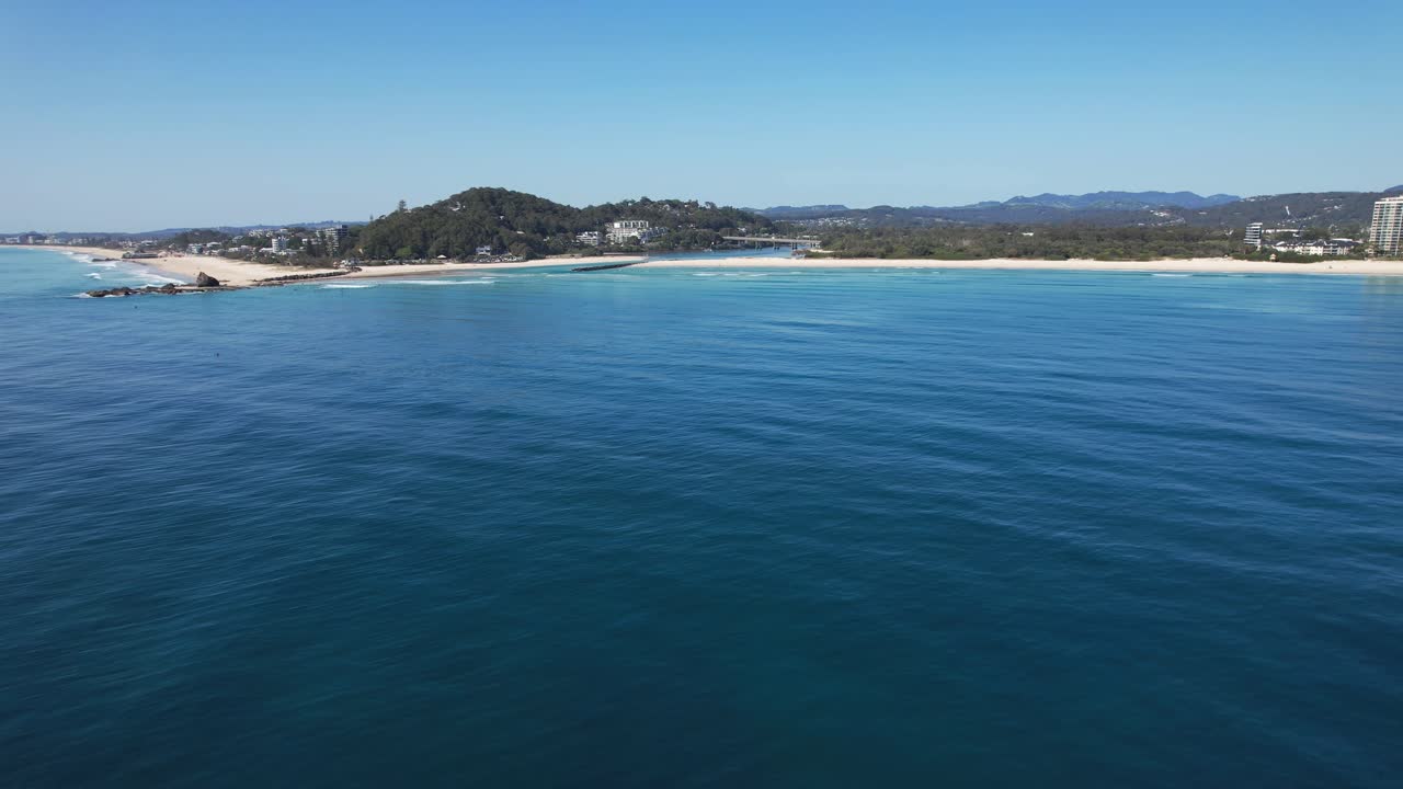 Idyllic Scenery Of Ocean In Palm Beach, Gold Coast, Queensland, Australia - Drone Shot