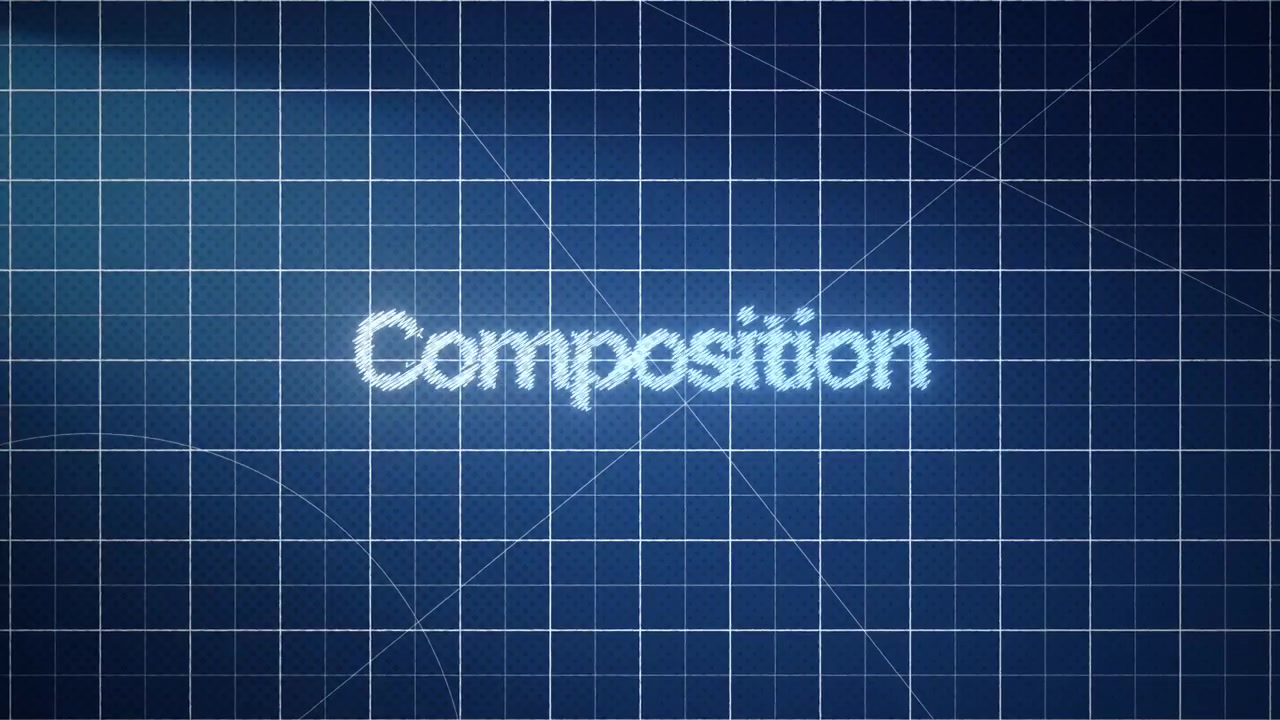 Animated Composition Text on a Blue Grid Background