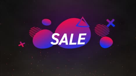 Animation-of-sale-text-over-colorful-shapes-on-black-background