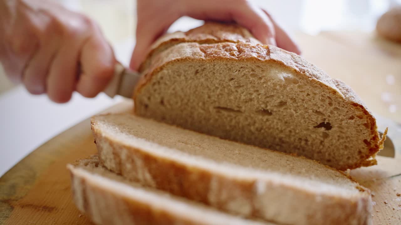 Slicing Freshly Baked Bread