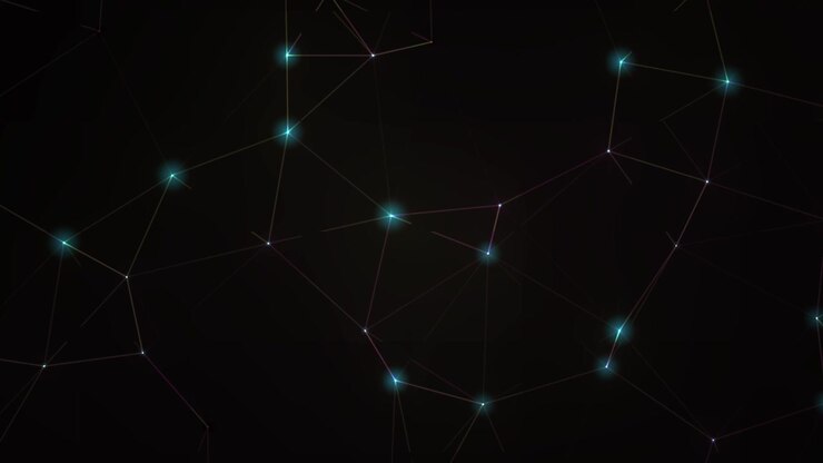 Connessione di rete digitale astratta con nodi e linee luminosi