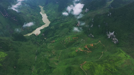 a river cutting through the mountain range