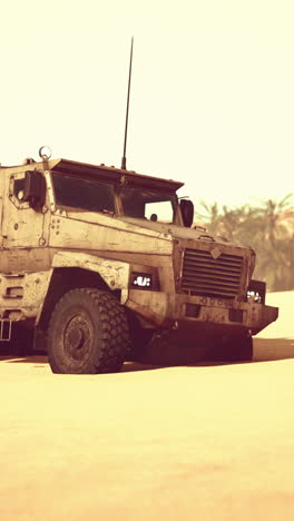 armored military vehicle in the desert