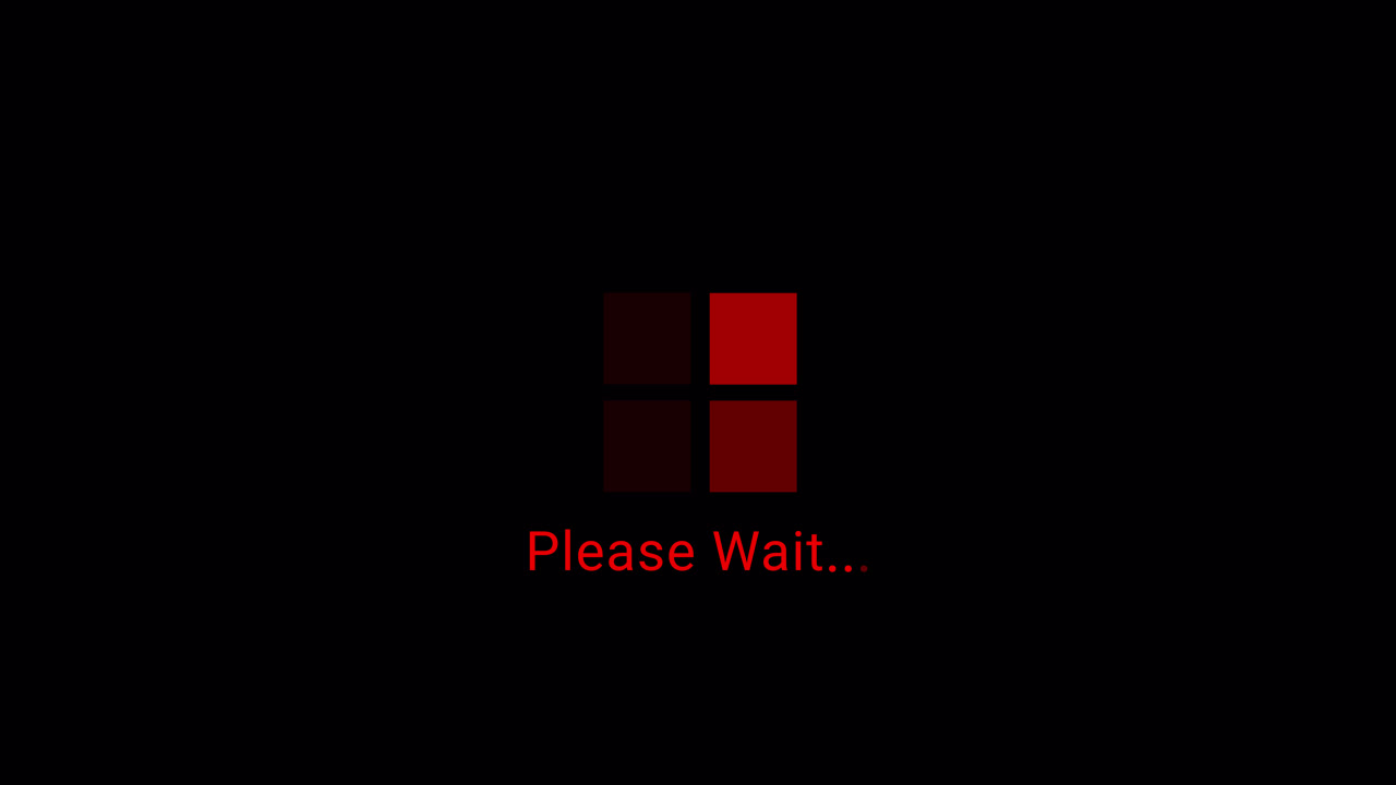 Digital Loading Screen with Red Please Wait Message