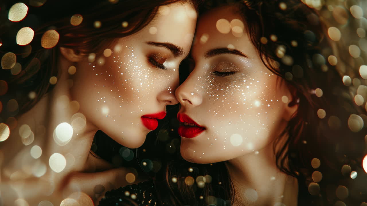 AI two beautiful females posing together