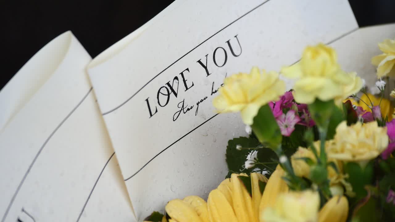 Bouquet of Flowers with 'Love You' Note
