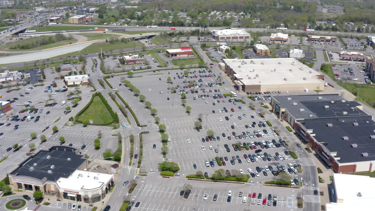 Drone view of Mt. Juliet’s Providence shopping center—big-box buzz, weekend parking hustle, and hometown energy wrapped in retail sprawl and southern sunshine