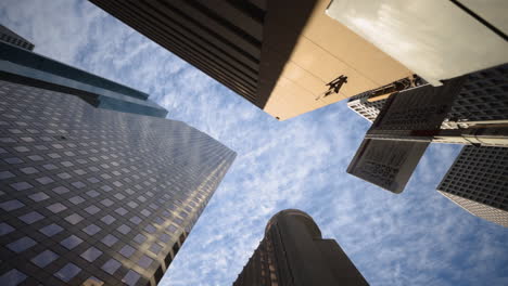 rotating shot of buildings and blue sky in houston, texas