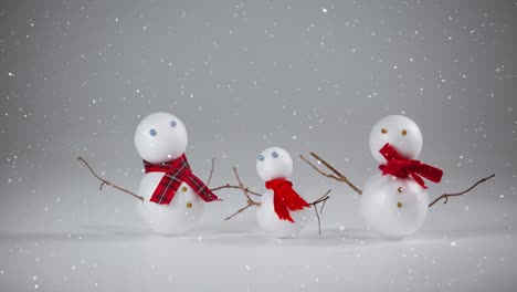 falling snow with christmas snowmen decoration