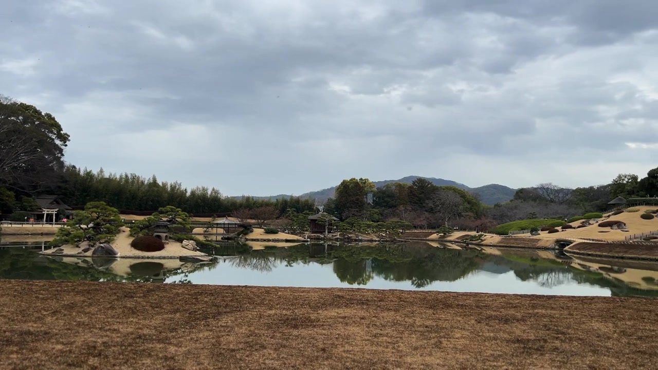Japani Okayama Korakuen -puutarha Horisontti Vesimaisema