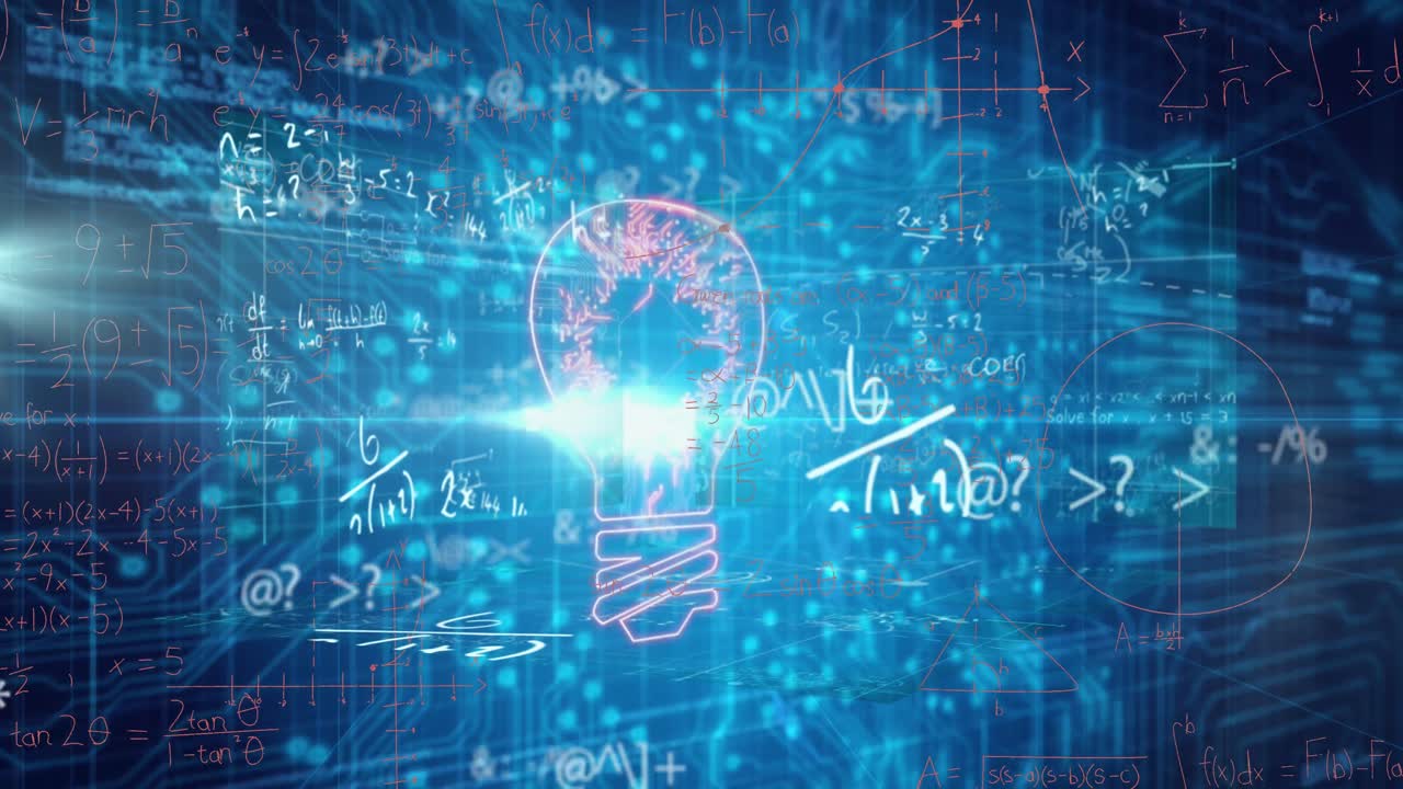 검은 바탕에 수학적 방정식의 애니메이션