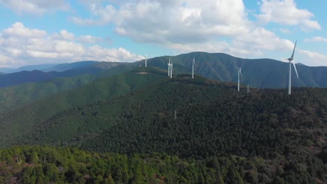 wind power plant on a mountain range