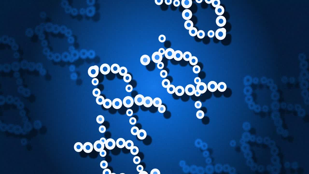 파란색 배경에 있는 dna 가닥의 애니메이션