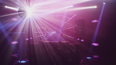 escenario de dj con iluminación vibrante