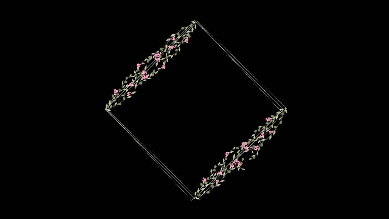 Animated Geometric Diamond Frame with Growing Floral Decoration
