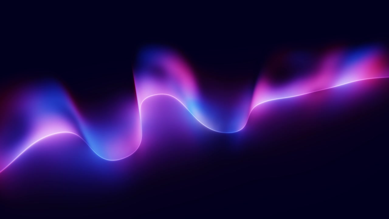 Abstract Glowing Neon Waves Moving on Dark Background