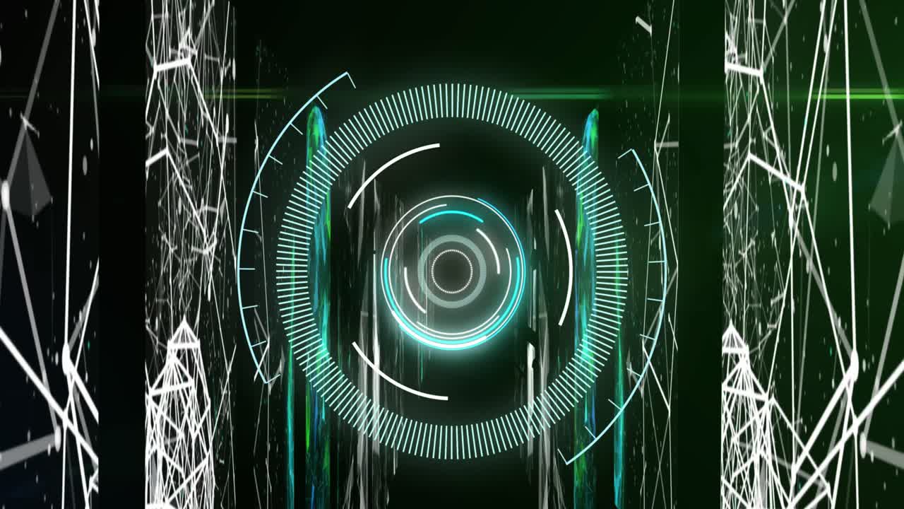 animación del escaneo del alcance y el procesamiento de datos a través de servidores informáticos