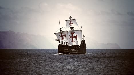 genuine flagship replica of the la santa maría de la inmaculada concepción or la santa maría, originally la gallega, captained by christopher columbus first voyage across the atlantic ocean in 1492