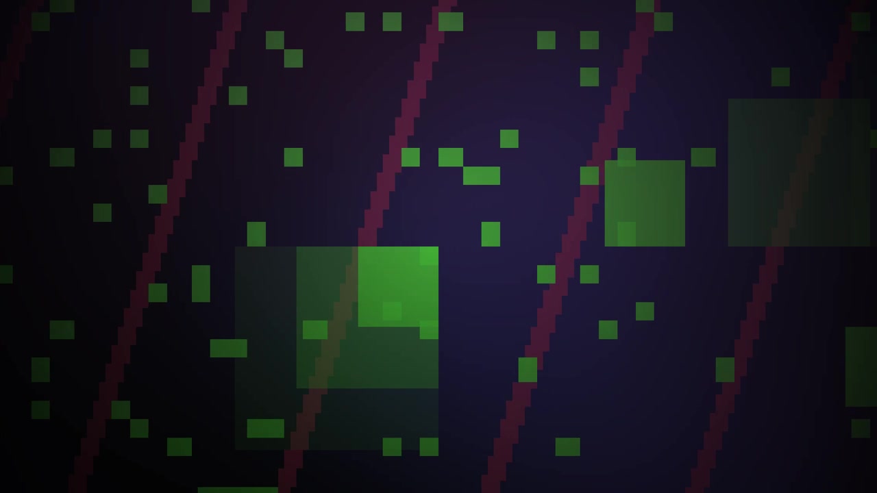 Sfondo Animato in Pixel Art Retro con Quadrati Verdi e Linee Rosse
