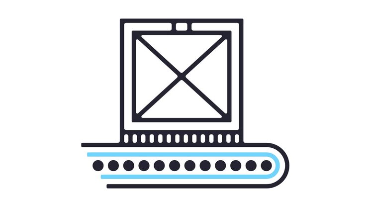 Animación de icono de cinta transportadora de carga