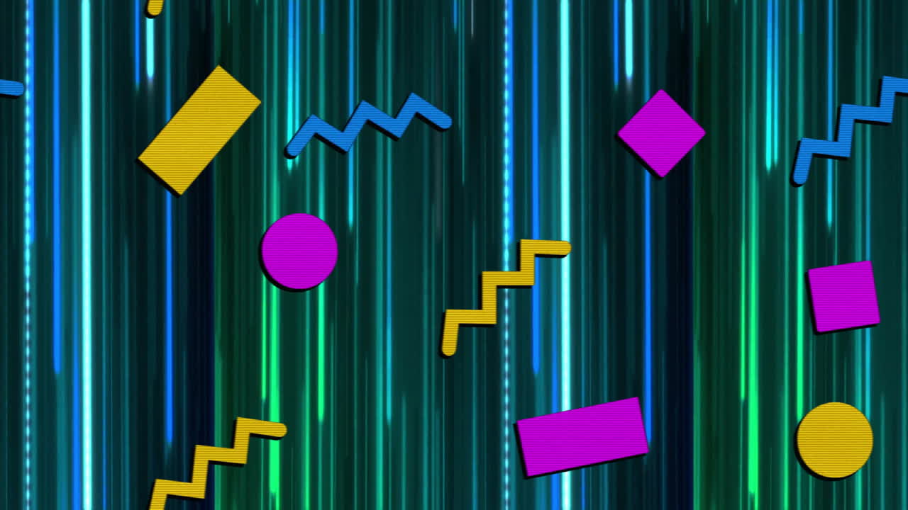 animación de formas abstractas vibrantes que se mueven sobre un fondo negro