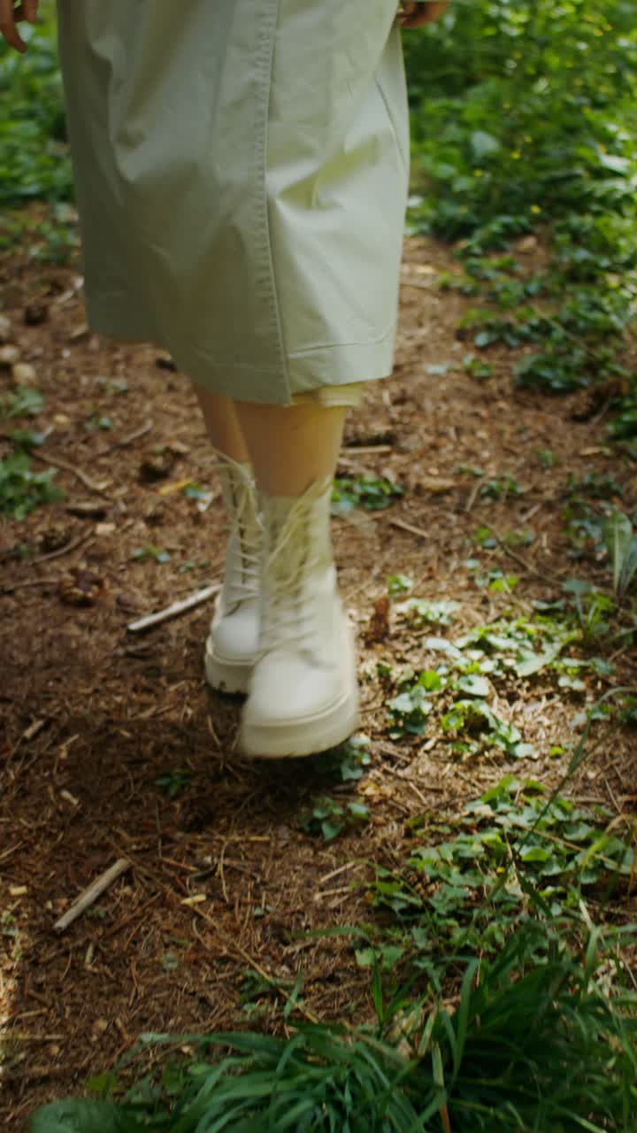 Walking in the Forest with White Boots