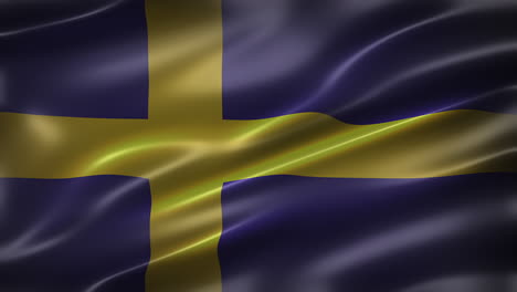 the national flag of kingdom of sweden, font view, full frame, sleek, glossy, fluttering, elegant silky texture, waving in the wind, realistic 4k cg animation, movie-like look, seamless loop-able