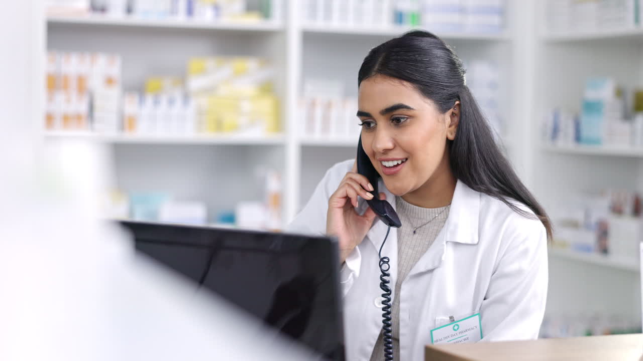 farmacéutico hablando por teléfono