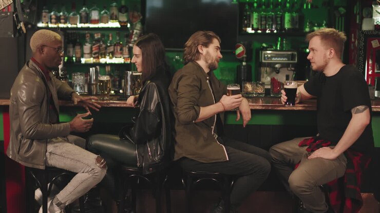 Friends Chatting At Pub