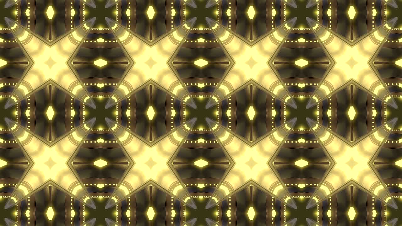 Looped Abstract neon ornate decorative background. 3D Kaleidoscope or mandala.