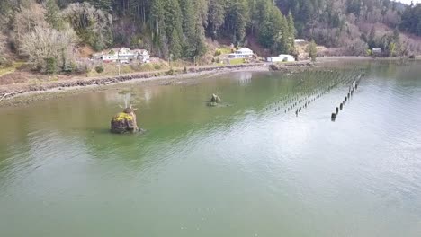 Fliegen-Durch-Solo-Baum-Auf-Felseninsel-In-Der-Bucht-Mit-Drohne-1080p