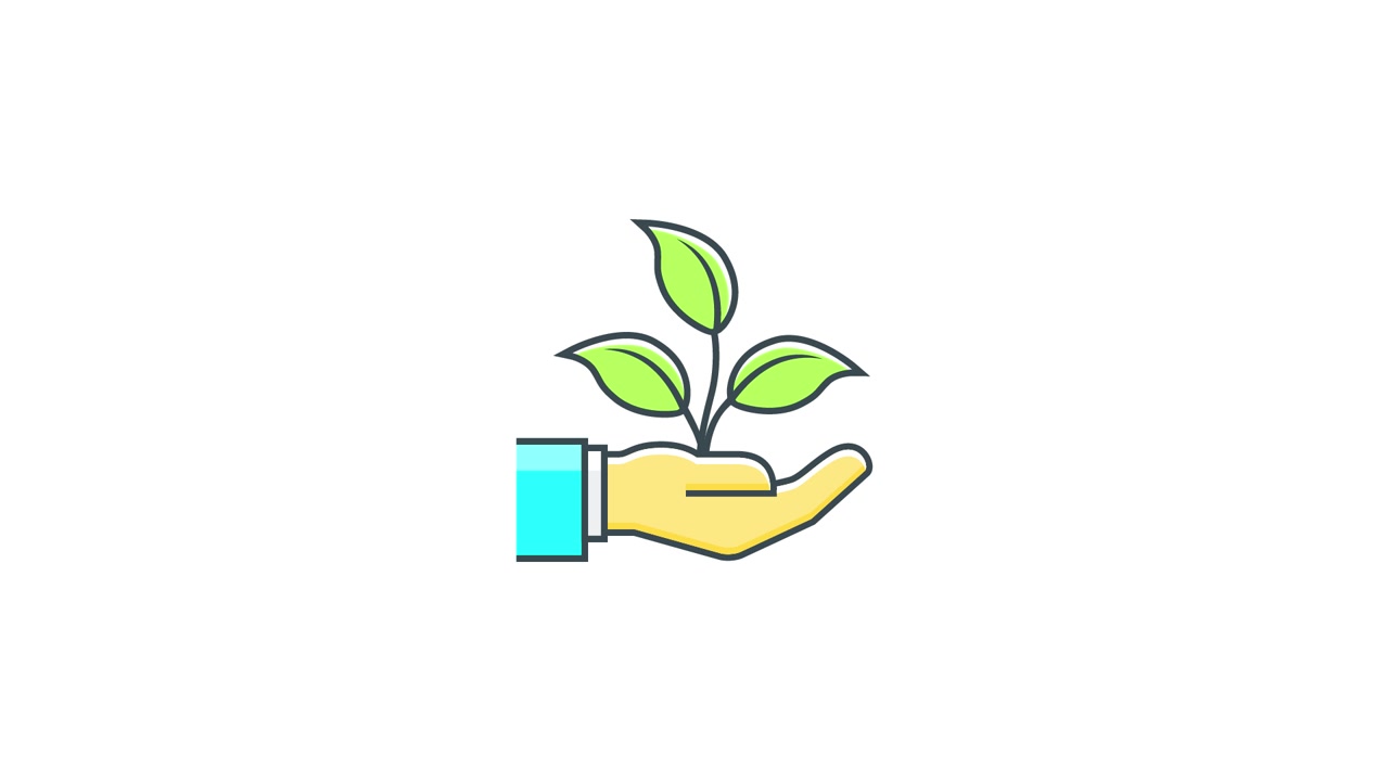 Animated Hand Holding a Growing Green Plant Sprout