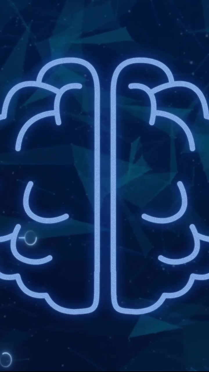 Animation of brain over computer circuit board and network of connections on black background