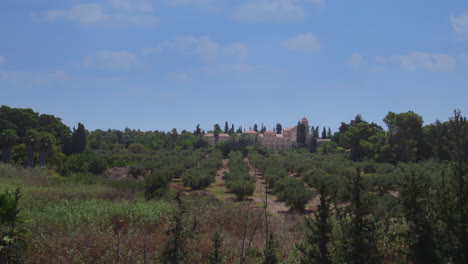 monastery of the silence, latrun - monks lifestyle based on simplicity, harmony and made the vow of silence - wide shot