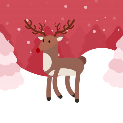 cute reindeer in a snowy christmas scene