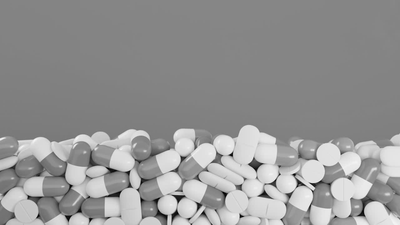 회색 스케일의 약물 어리