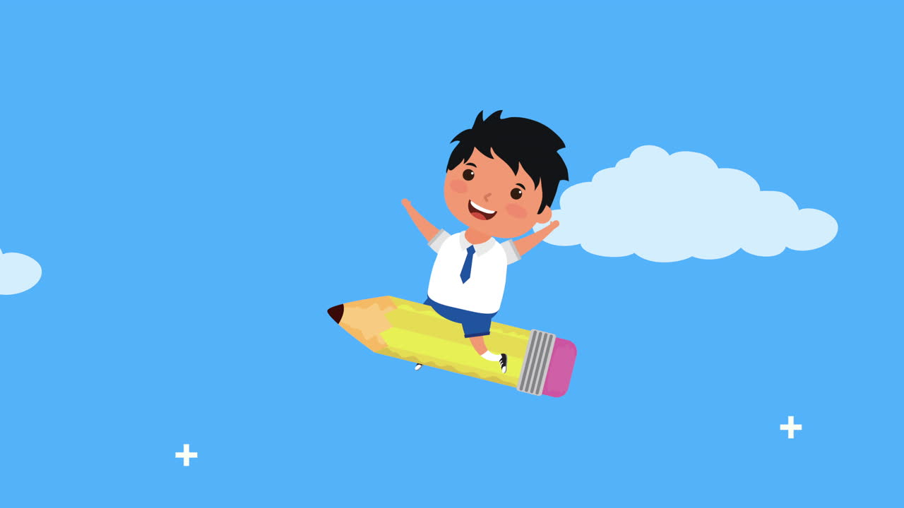 de vuelta a la temporada escolar con el niño en lápiz