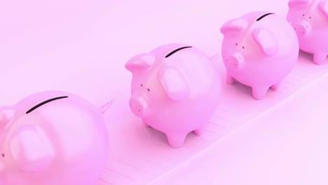 endless line of piggy banks into which the coin falls.