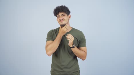 hombre con dolor de garganta.