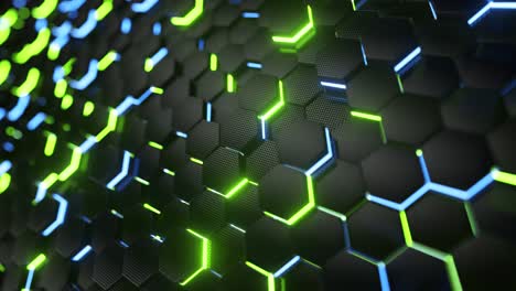 fondo de tecnología de ciencia ficción de moda abstracto con patrón hexagonal. concepto de superficie futurista con hexágonos. renderizado 3d de bucle sin costuras.