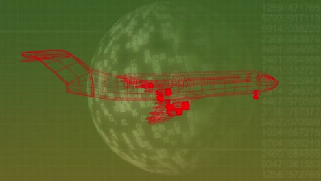 animation of digital plane over globe and data processing