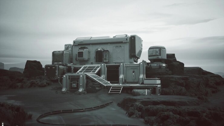 Secluded coastal station with stormresistant design and advanced equipment