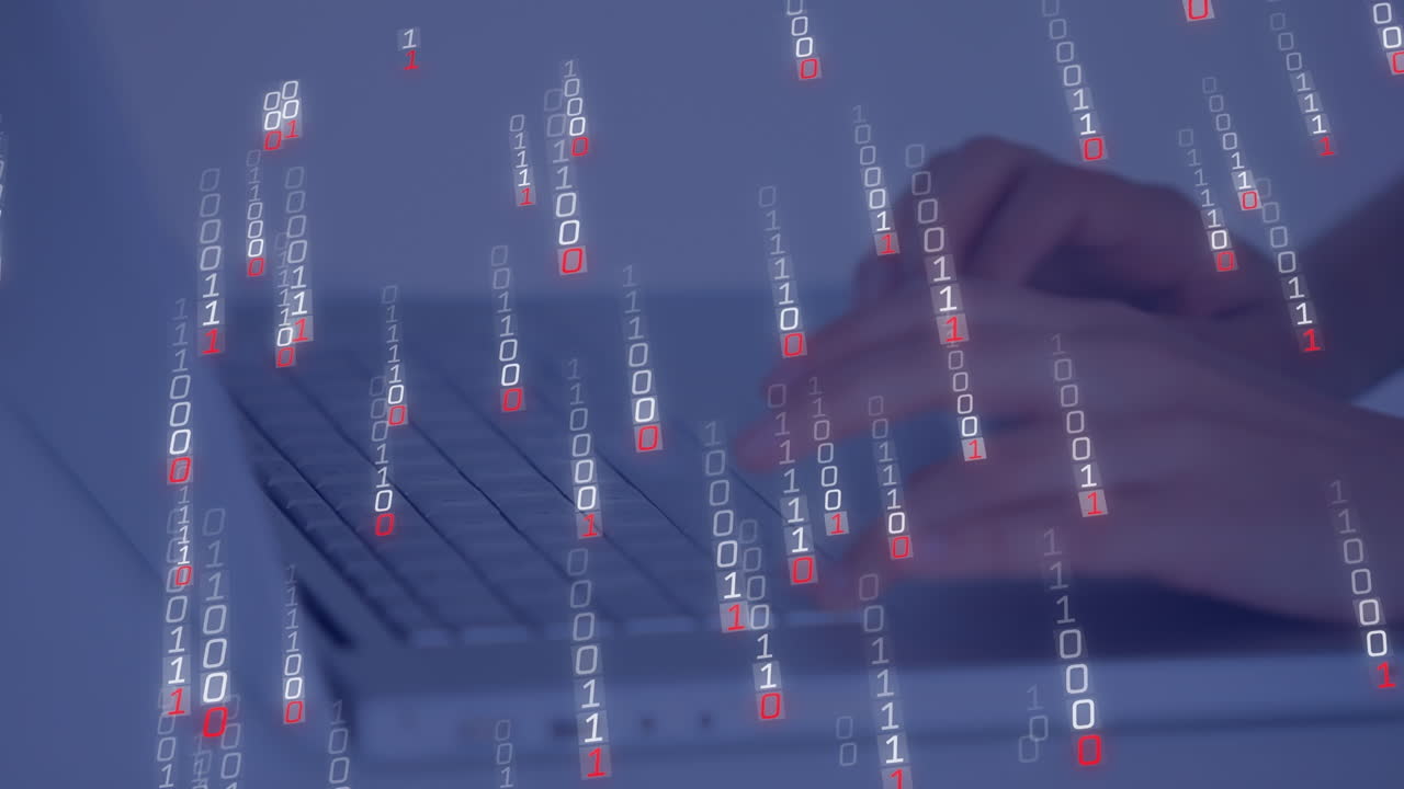 사무실에서 노트북을 사용하여 손으로 데이터 처리의 애니메이션