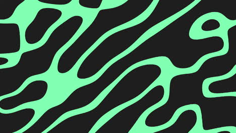 dynamic black and green zebra stripe seamless pattern on black background