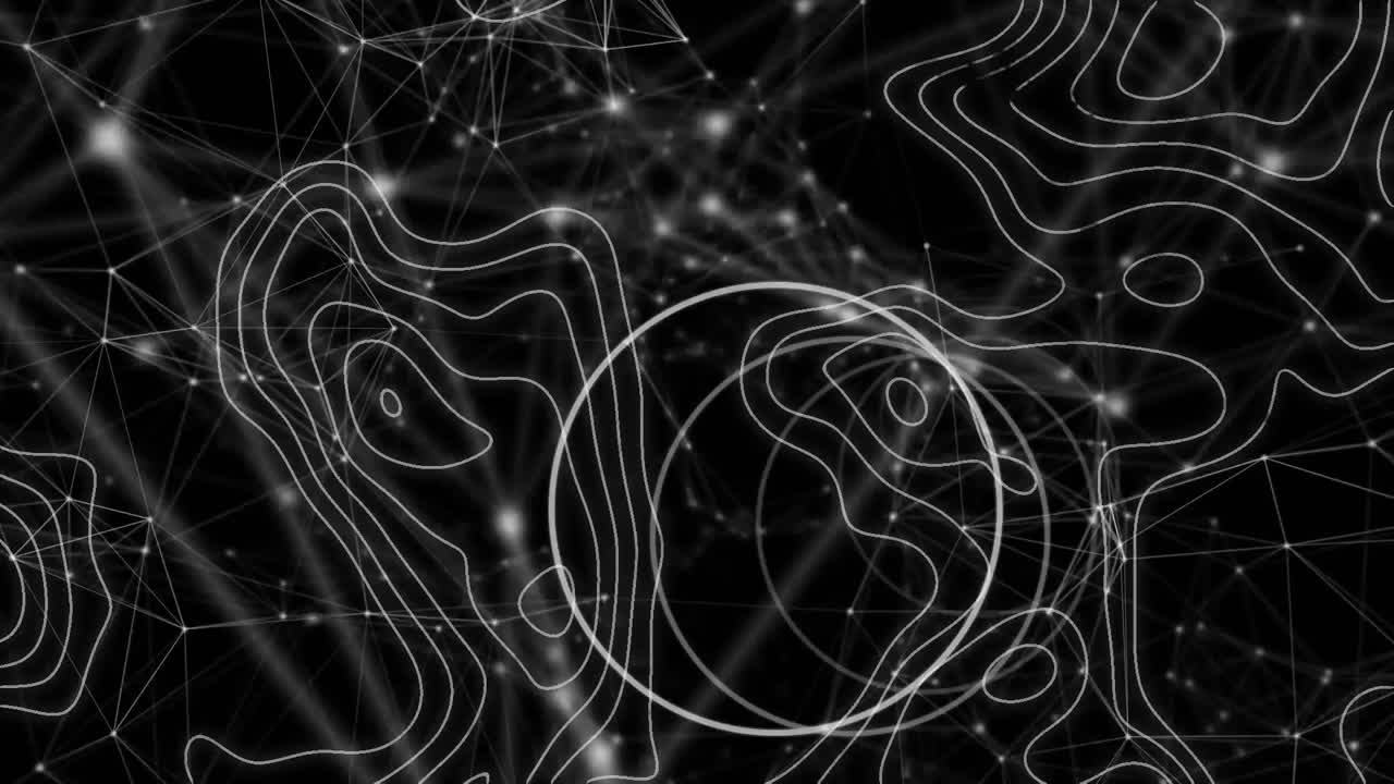 Animation of topographic map lines over network of connections